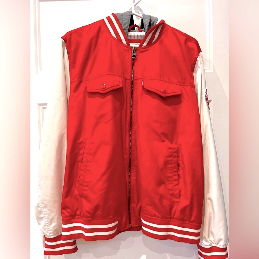 Levi’s Vintage Red Varsity Satin Bomber Jacket RARE